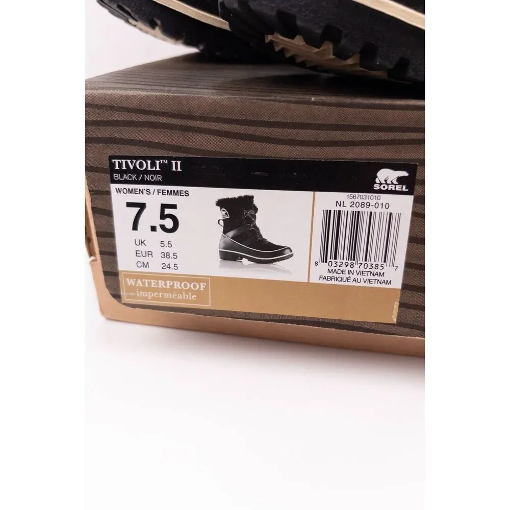 Sorel Tivoli II Women’s Black Suede Waterproof Winter Boots Size 7.5